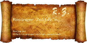 Rosinger Zoltán névjegykártya